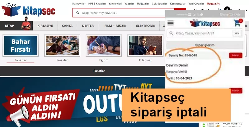 Kitapseç sipariş iptali nasıl yapılır?