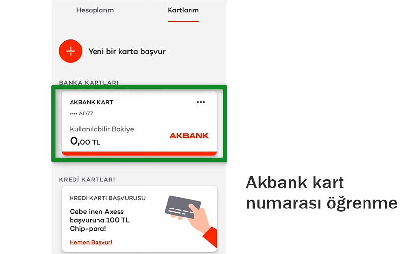Akbank Mobilden Kart Numarası Öğrenme - CVV…